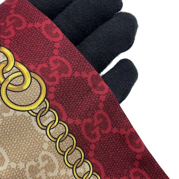グッチ スカーフ GG チェーン ホースビット プリント シルクツイル リボン シルク 774819 3G001 GUCCI