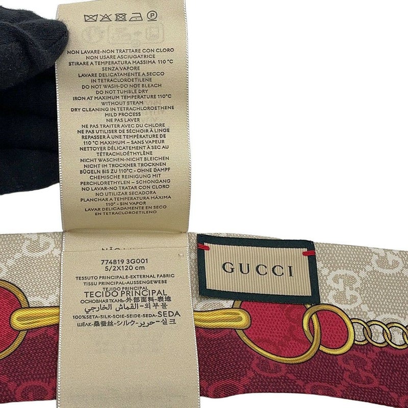 グッチ スカーフ GG チェーン ホースビット プリント シルクツイル リボン シルク 774819 3G001 GUCCI