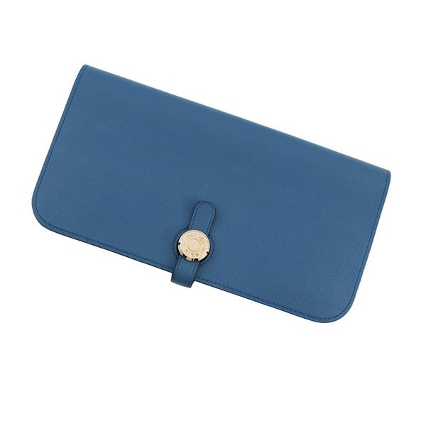 エルメス 長財布 ドゴンロング ブルーアガット/シルバー金具 スイフト C刻印 HERMES 財布