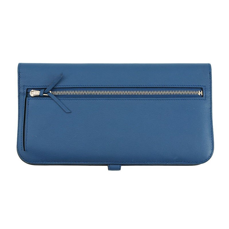 エルメス 長財布 ドゴンロング ブルーアガット/シルバー金具 スイフト C刻印 HERMES 財布