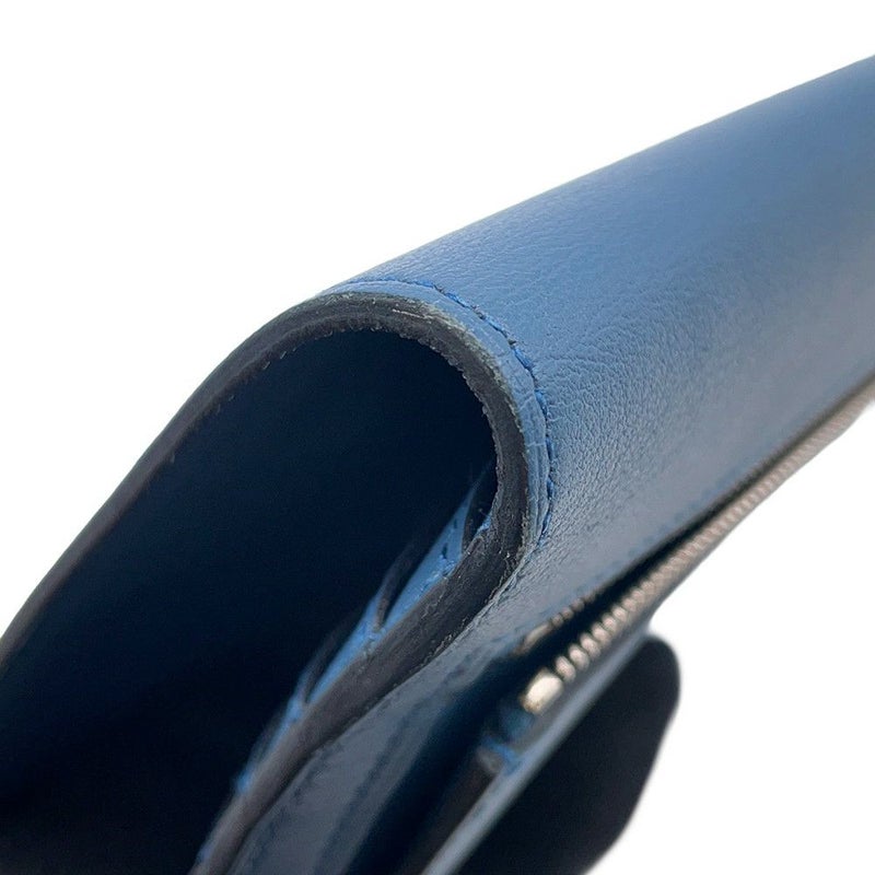 エルメス 長財布 ドゴンロング ブルーアガット/シルバー金具 スイフト C刻印 HERMES 財布