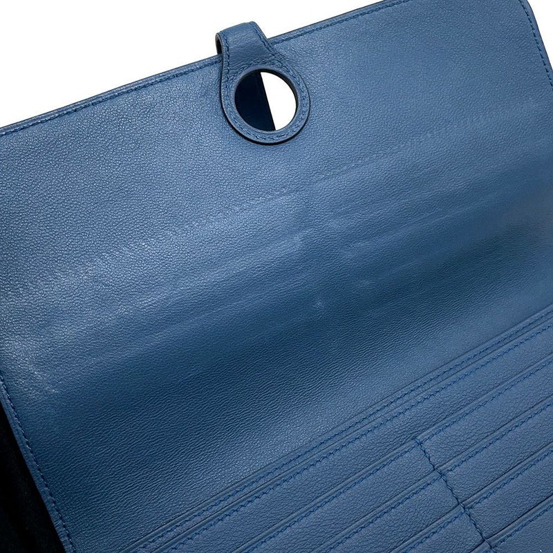 エルメス 長財布 ドゴンロング ブルーアガット/シルバー金具 スイフト C刻印 HERMES 財布