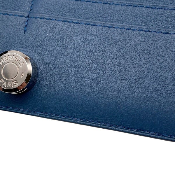 エルメス 長財布 ドゴンロング ブルーアガット/シルバー金具 スイフト C刻印 HERMES 財布