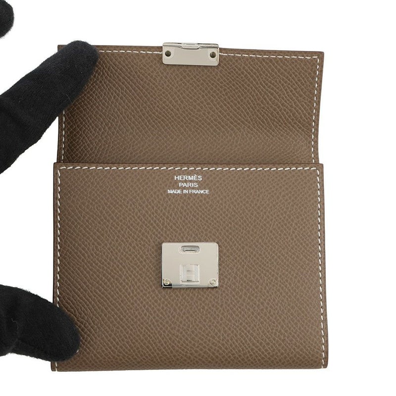 エルメス カードケース クリック ミニ エトゥープ/シルバー金具 エプソン C刻印 HERMES 財布