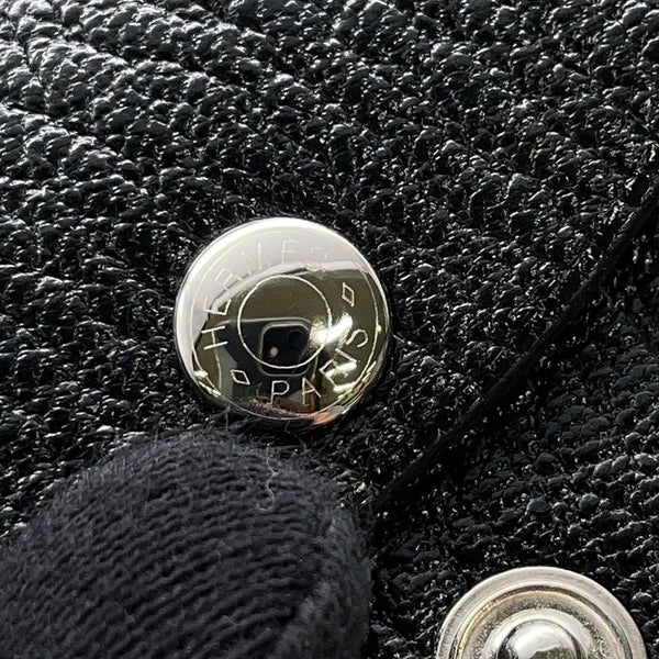 エルメス コインケース カルヴィ デュオ ブラック/シルバー金具 シェブルミゾル Z刻印 財布 黒