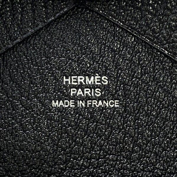 エルメス コインケース カルヴィ デュオ ブラック/シルバー金具 シェブルミゾル Z刻印 財布 黒