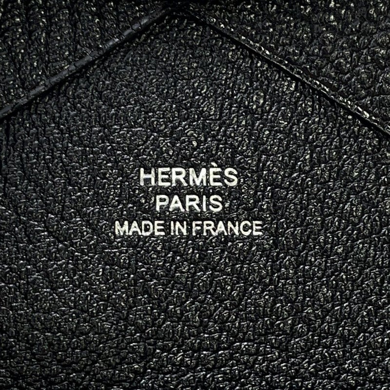 エルメス コインケース カルヴィ デュオ ブラック/シルバー金具 シェブルミゾル Z刻印 財布 黒