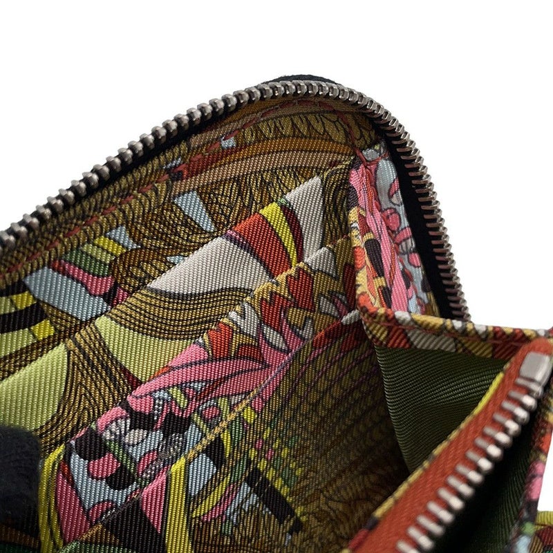 エルメス コインケース アザップコンパクト シルクイン ブラック/シルバー金具 エプソン Y刻印 黒