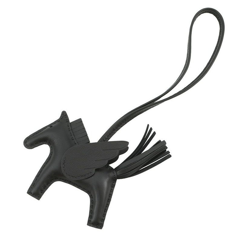 エルメス バッグチャーム ロデオPM ペガサス ブラック ラムスキン U刻印 黒 ソーブラック