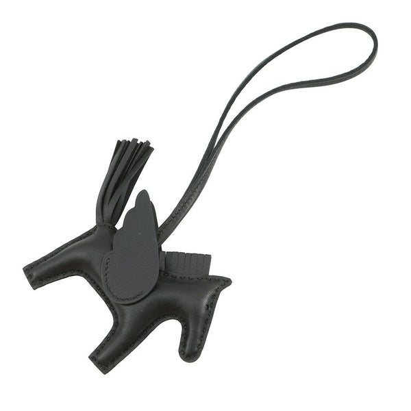 エルメス バッグチャーム ロデオPM ペガサス ブラック ラムスキン U刻印 黒 ソーブラック