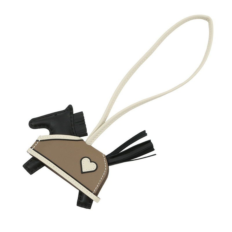 エルメス バッグチャーム ロデオPM ロベオクール ブラック/エトゥープ/クレ ラムスキン K刻印 HERMES チャーム オーナメント