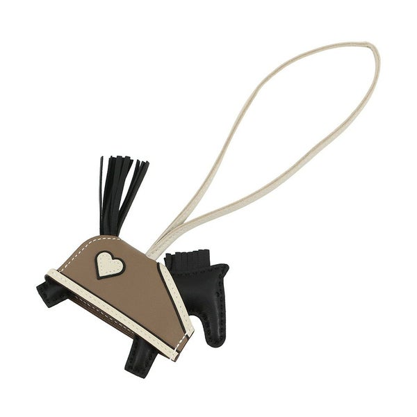 エルメス バッグチャーム ロデオPM ロベオクール ブラック/エトゥープ/クレ ラムスキン K刻印 HERMES チャーム オーナメント