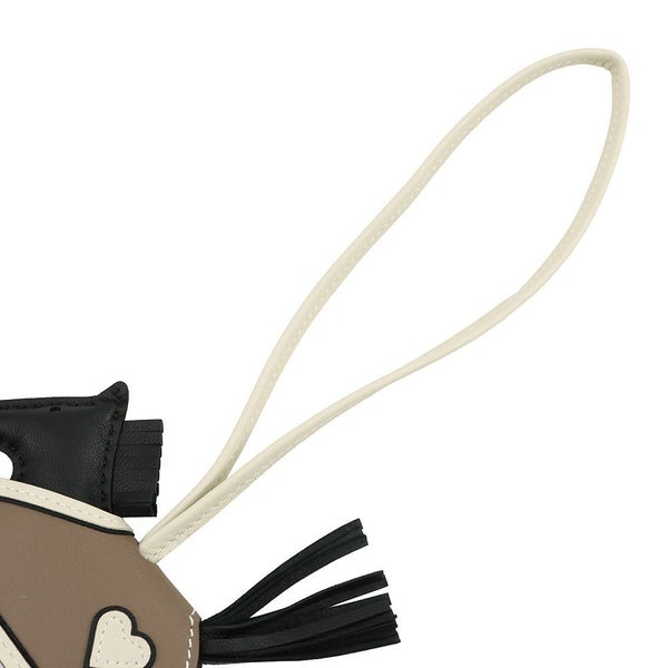 エルメス バッグチャーム ロデオPM ロベオクール ブラック/エトゥープ/クレ ラムスキン K刻印 HERMES チャーム オーナメント