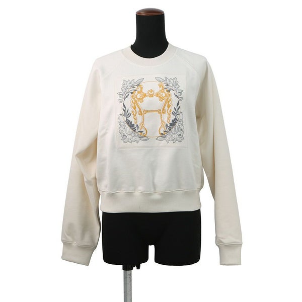 エルメス スウェット ラグランスリーブスウェット デッラ・カヴァッレリア レディースサイズ38 HERMES トップス 刺繍
