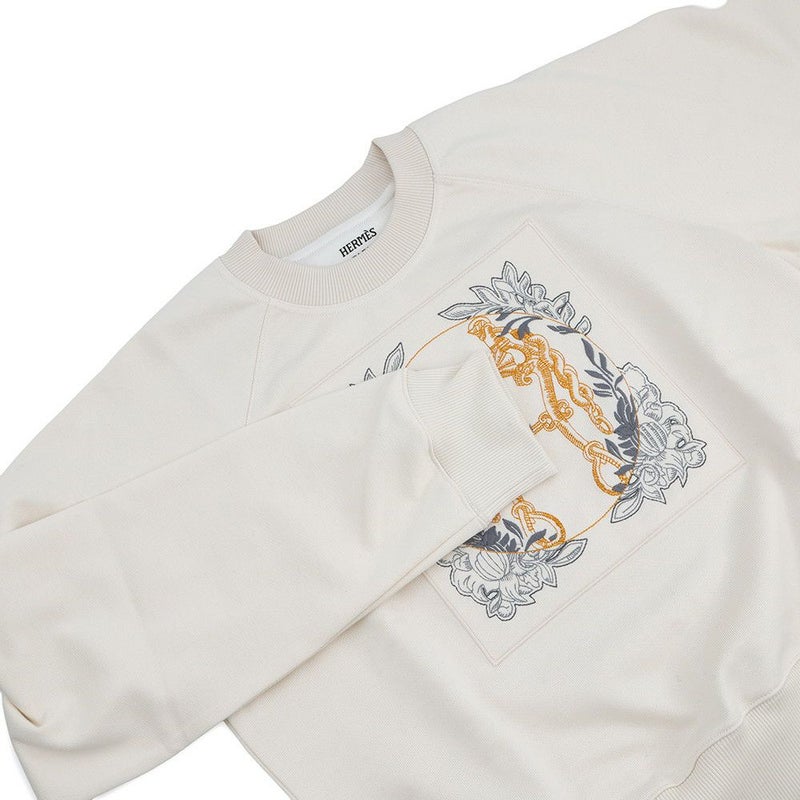 エルメス スウェット ラグランスリーブスウェット デッラ・カヴァッレリア レディースサイズ38 HERMES トップス 刺繍