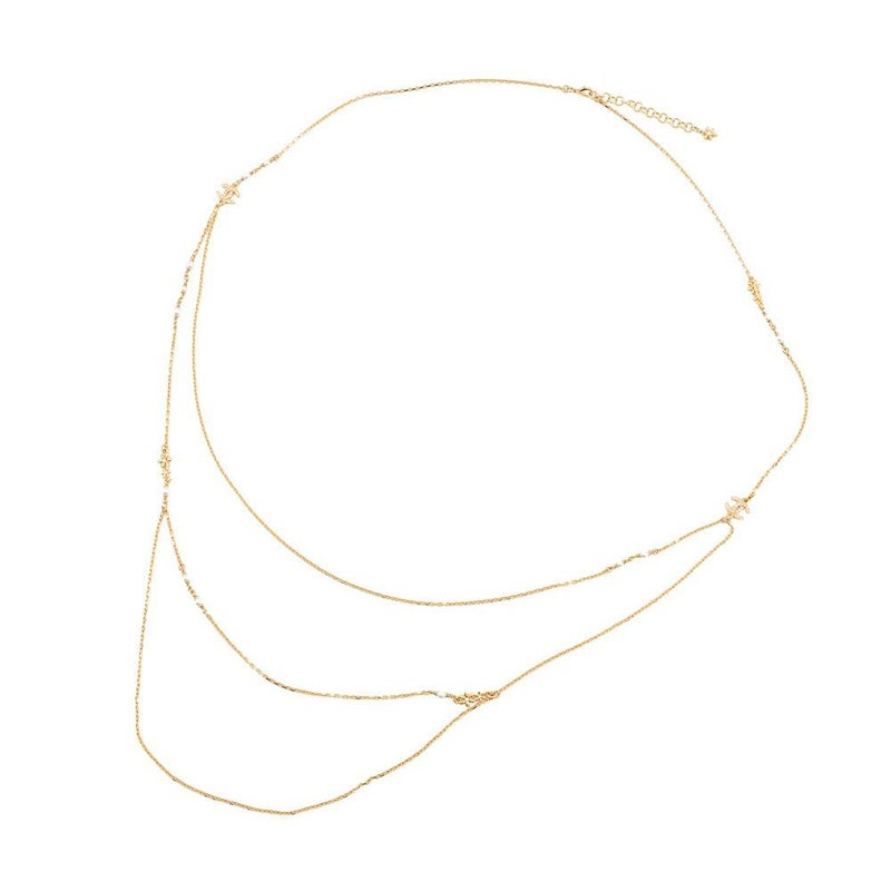 シャネル ロングネックレス ココマーク 3連 メタル フェイクパール ラインストーン I23A ABB320 CHANEL