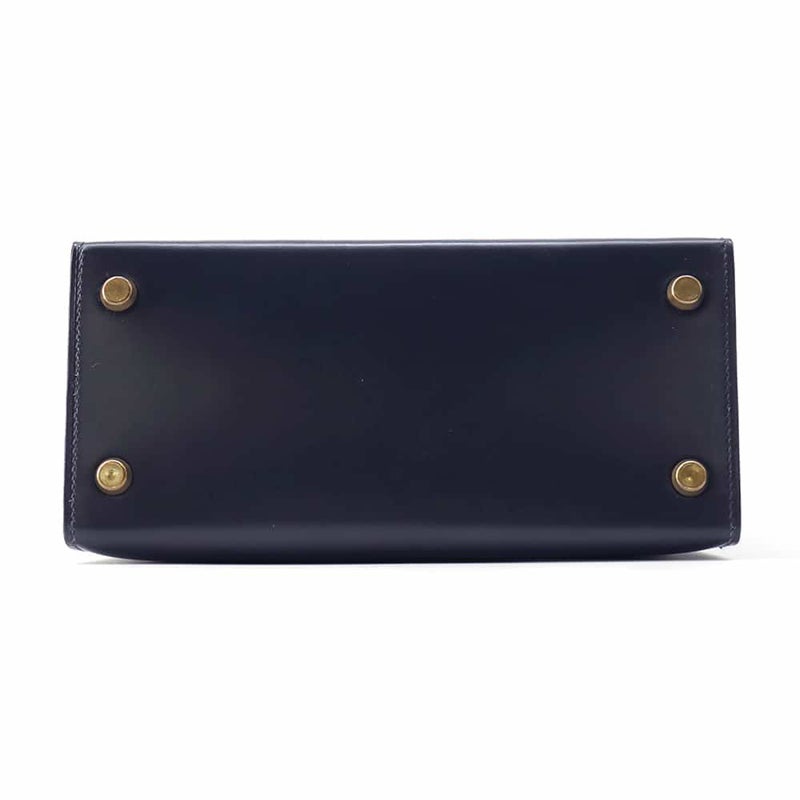 エルメス ショルダーバッグ ケリー ネイビー/ルージュ/ゴールド金具 ボックスカーフ 〇R刻印