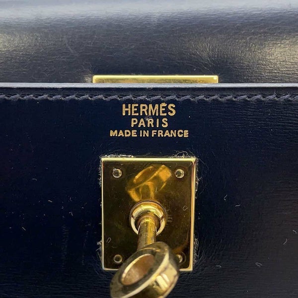 エルメス ショルダーバッグ ケリー ネイビー/ルージュ/ゴールド金具 ボックスカーフ 〇R刻印