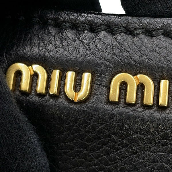 ミュウミュウ ハンドバッグ ロゴ レザー Miu Miu 黒