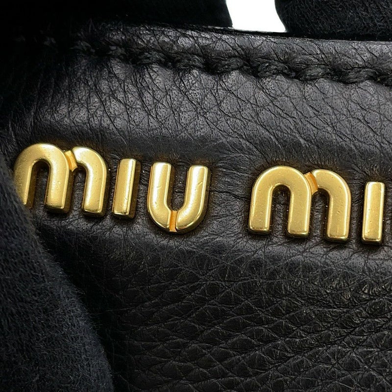 ミュウミュウ ハンドバッグ ロゴ レザー Miu Miu 黒