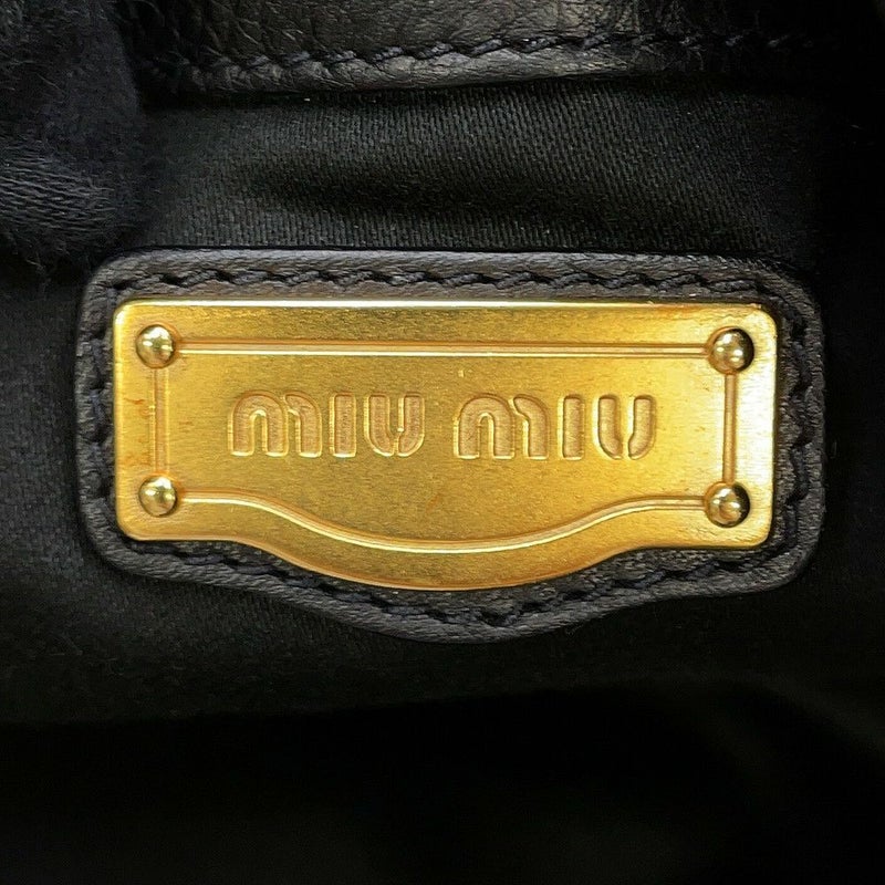 ミュウミュウ ハンドバッグ ロゴ レザー Miu Miu 黒