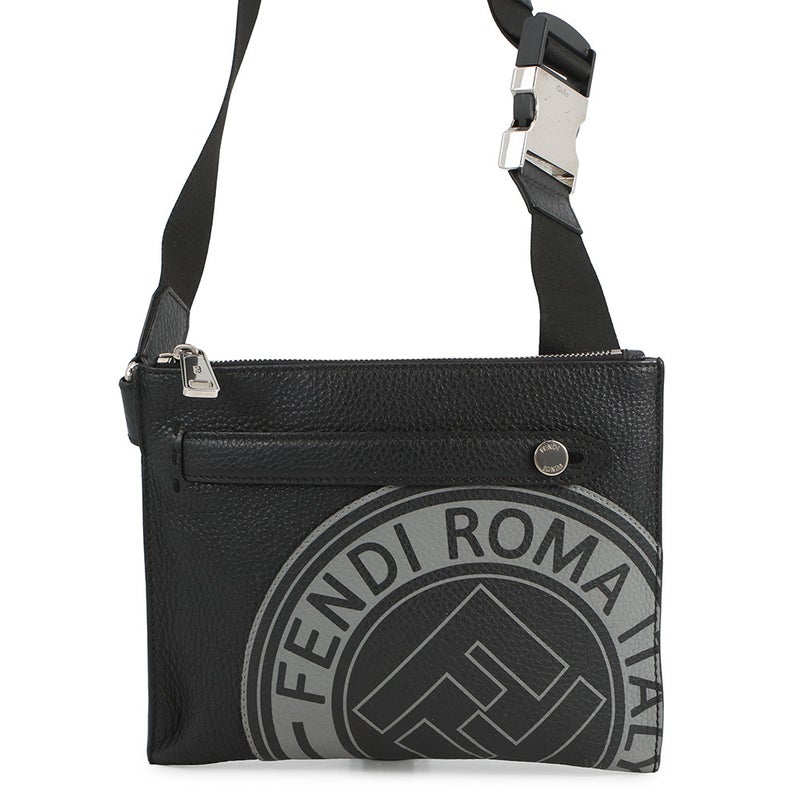 フェンディ ショルダーバッグ FFロゴスタンプ レザー 7VA437 FENDI バッグ ショルダーバッグ 黒 メンズ