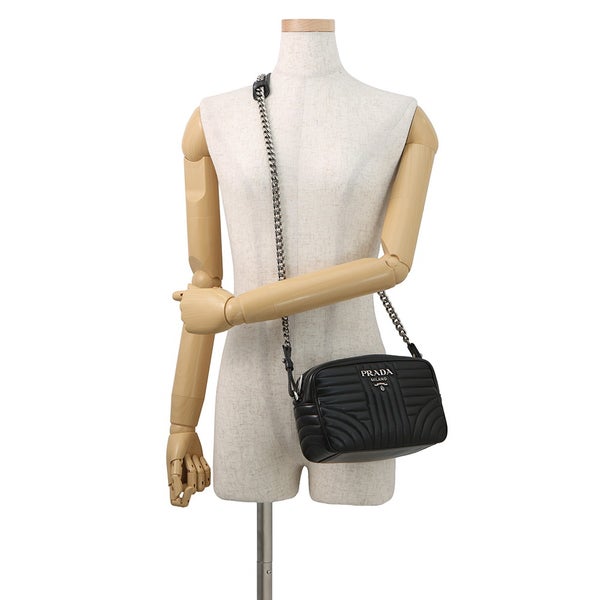 プラダ チェーンショルダーバッグ ダイアグラム レザー 1BH083 PRADA 黒