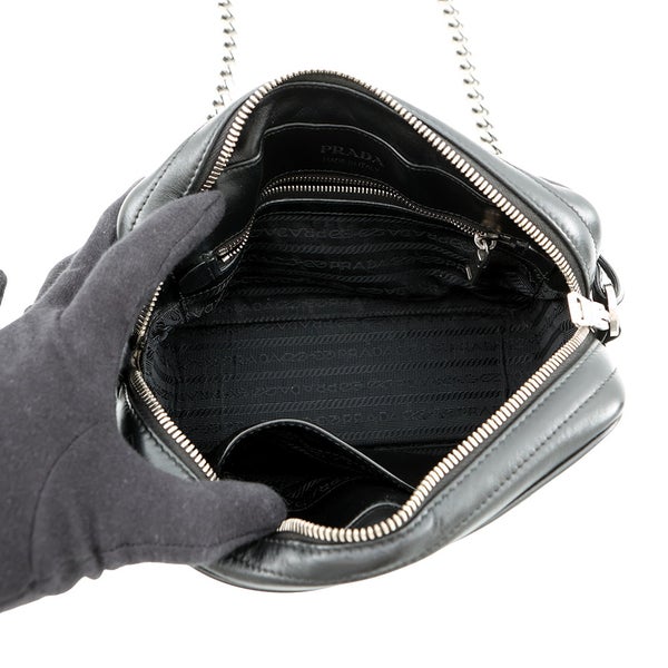 プラダ チェーンショルダーバッグ ダイアグラム レザー 1BH083 PRADA 黒