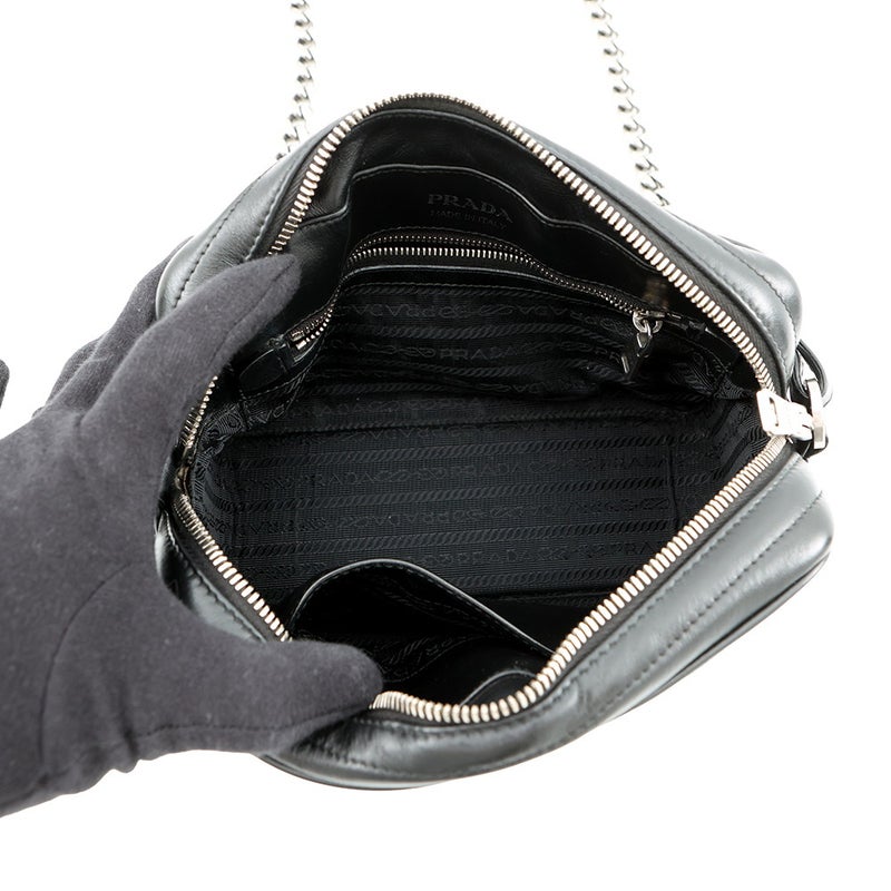 プラダ チェーンショルダーバッグ ダイアグラム レザー 1BH083 PRADA 黒