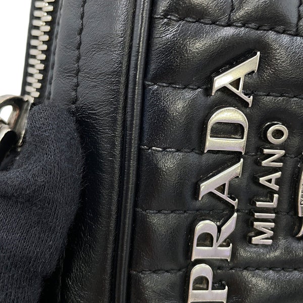 プラダ チェーンショルダーバッグ ダイアグラム レザー 1BH083 PRADA 黒