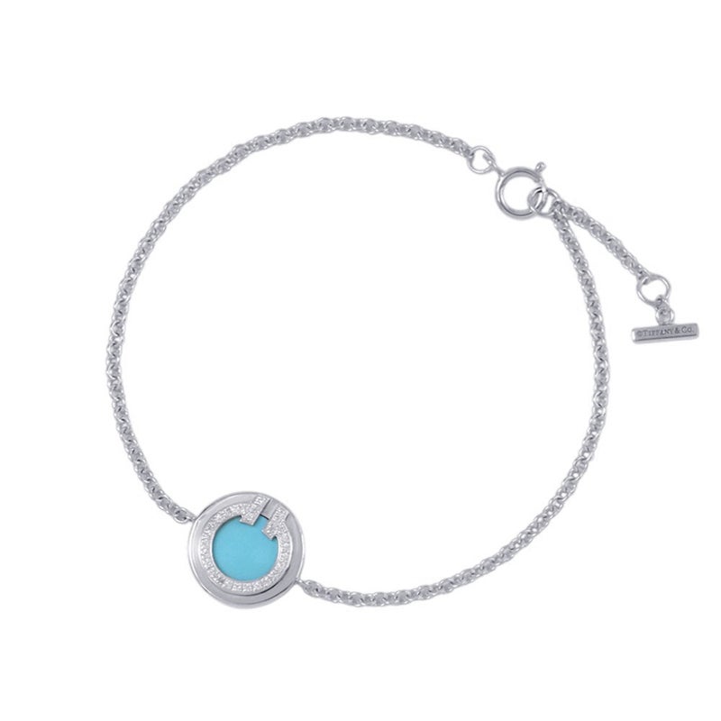 ティファニー ブレスレット T TWO サークル ダイヤモンド/ターコイズ K18WGホワイトゴールド Tiffany&Co.