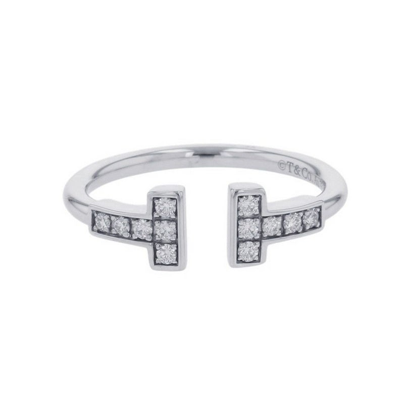 ティファニー リング Tワイヤー ダイヤモンド 計0.13ct K18WGホワイトゴールド サイズ約11号 60147232 Tiffany&Co. 指輪