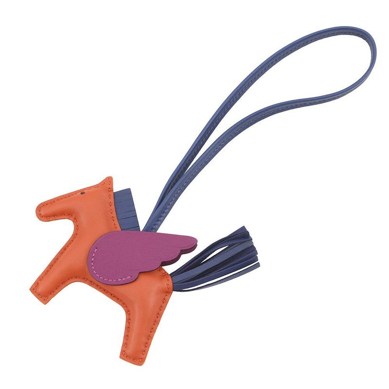 エルメス バッグチャーム ロデオPM ペガサス コーネリアン/アネモネ/ブルーサフィール ラムスキン Z刻印 HERMES