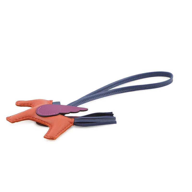 エルメス バッグチャーム ロデオPM ペガサス コーネリアン/アネモネ/ブルーサフィール ラムスキン Z刻印 HERMES