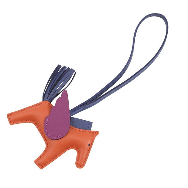 エルメス バッグチャーム ロデオPM ペガサス コーネリアン/アネモネ/ブルーサフィール ラムスキン Z刻印 HERMES