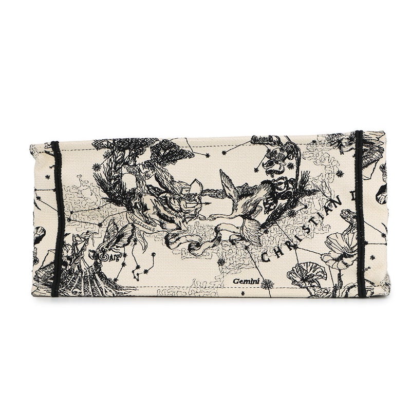 クリスチャン・ディオール トートバッグ ブックトート ゾディアック エンブロイダリー ミディアム M1296ZRHZ 白 黒