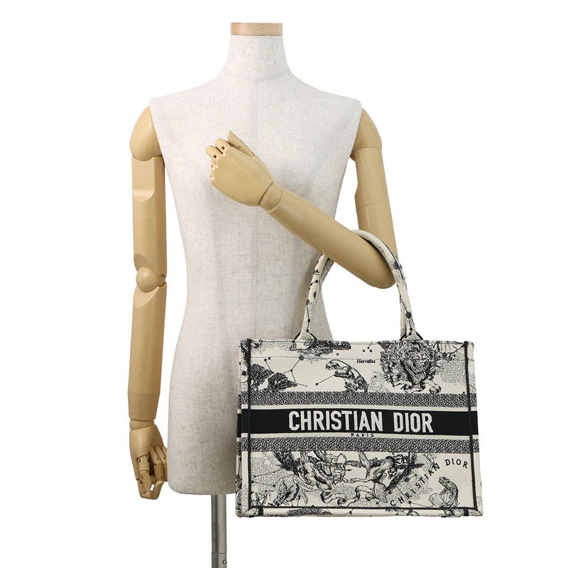 クリスチャン・ディオール トートバッグ ブックトート ゾディアック エンブロイダリー ミディアム M1296ZRHZ 白 黒