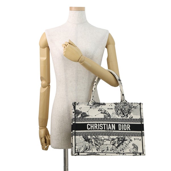 クリスチャン・ディオール トートバッグ ブックトート ゾディアック エンブロイダリー ミディアム M1296ZRHZ 白 黒