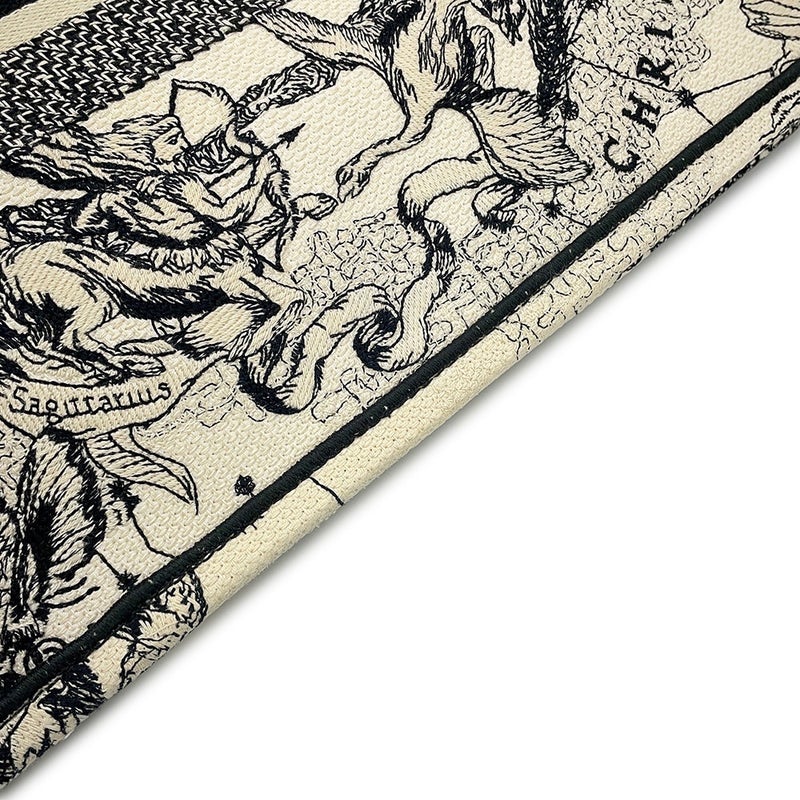 クリスチャン・ディオール トートバッグ ブックトート ゾディアック エンブロイダリー ミディアム M1296ZRHZ 白 黒