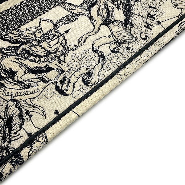 クリスチャン・ディオール トートバッグ ブックトート ゾディアック エンブロイダリー ミディアム M1296ZRHZ 白 黒