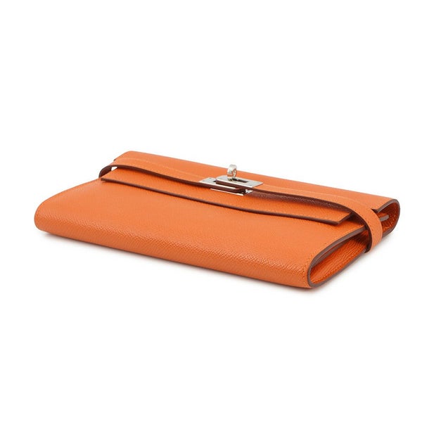 エルメス 長財布 ケリーウォレット ロング オレンジ/シルバー金具 エプソン □O刻印 財布