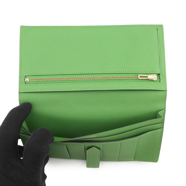 エルメス 長財布 ベアンスフレ ヴェールユッカ/ゴールド金具 エプソン B刻印 財布