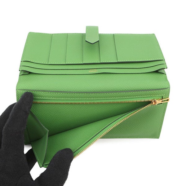 エルメス 長財布 ベアンスフレ ヴェールユッカ/ゴールド金具 エプソン B刻印 財布
