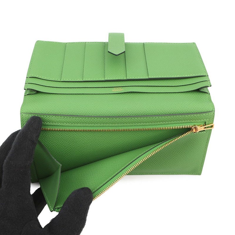 エルメス 長財布 ベアンスフレ ヴェールユッカ/ゴールド金具 エプソン B刻印 財布