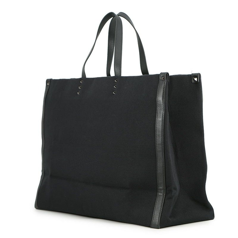 ヴァレンティノガラヴァーニ トートバッグ VLTNロゴ キャンバス レザー VALENTINO 黒