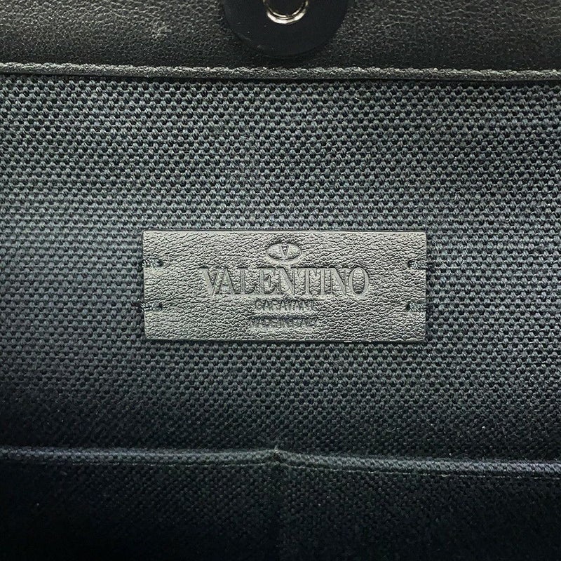 ヴァレンティノガラヴァーニ トートバッグ VLTNロゴ キャンバス レザー VALENTINO 黒