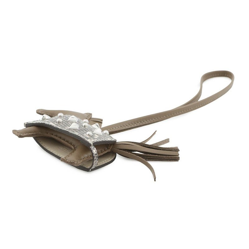 エルメス バッグチャーム ロデオPM ロベオロック エトゥープ/オンブレ/シルバー金具 リザード/ラムスキン K刻印