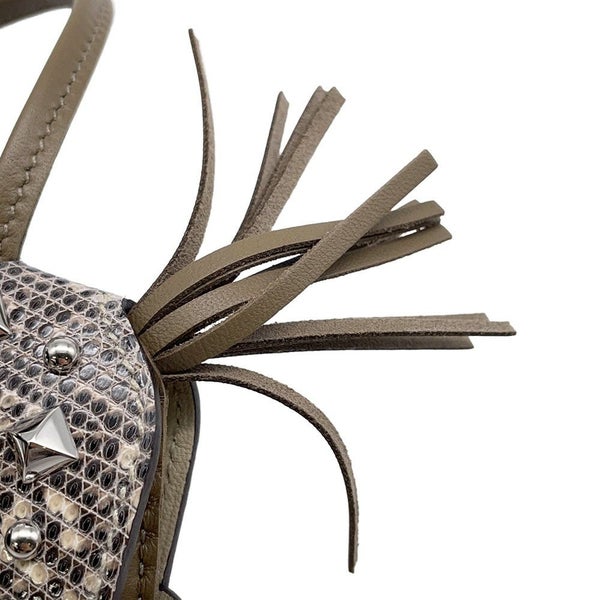 エルメス バッグチャーム ロデオPM ロベオロック エトゥープ/オンブレ/シルバー金具 リザード/ラムスキン K刻印