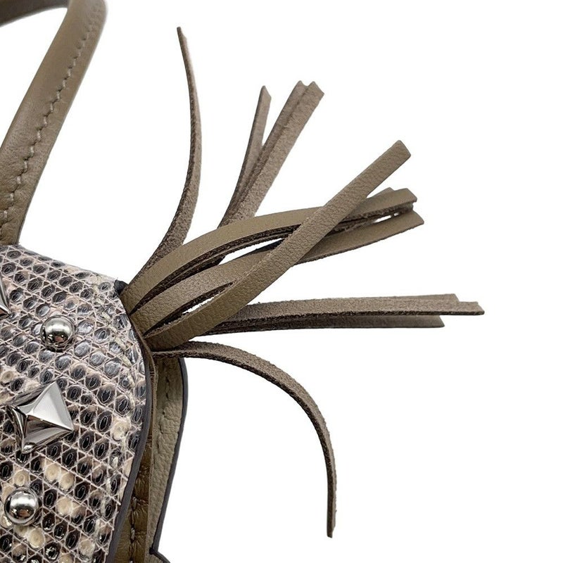 エルメス バッグチャーム ロデオPM ロベオロック エトゥープ/オンブレ/シルバー金具 リザード/ラムスキン K刻印