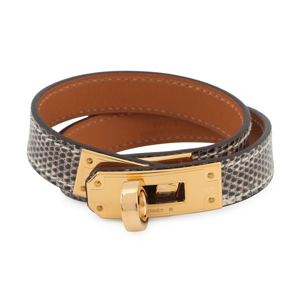 エルメス ブレスレット ケリー ドゥブルトゥール オンブレ/ゴールド金具 リザード K刻印